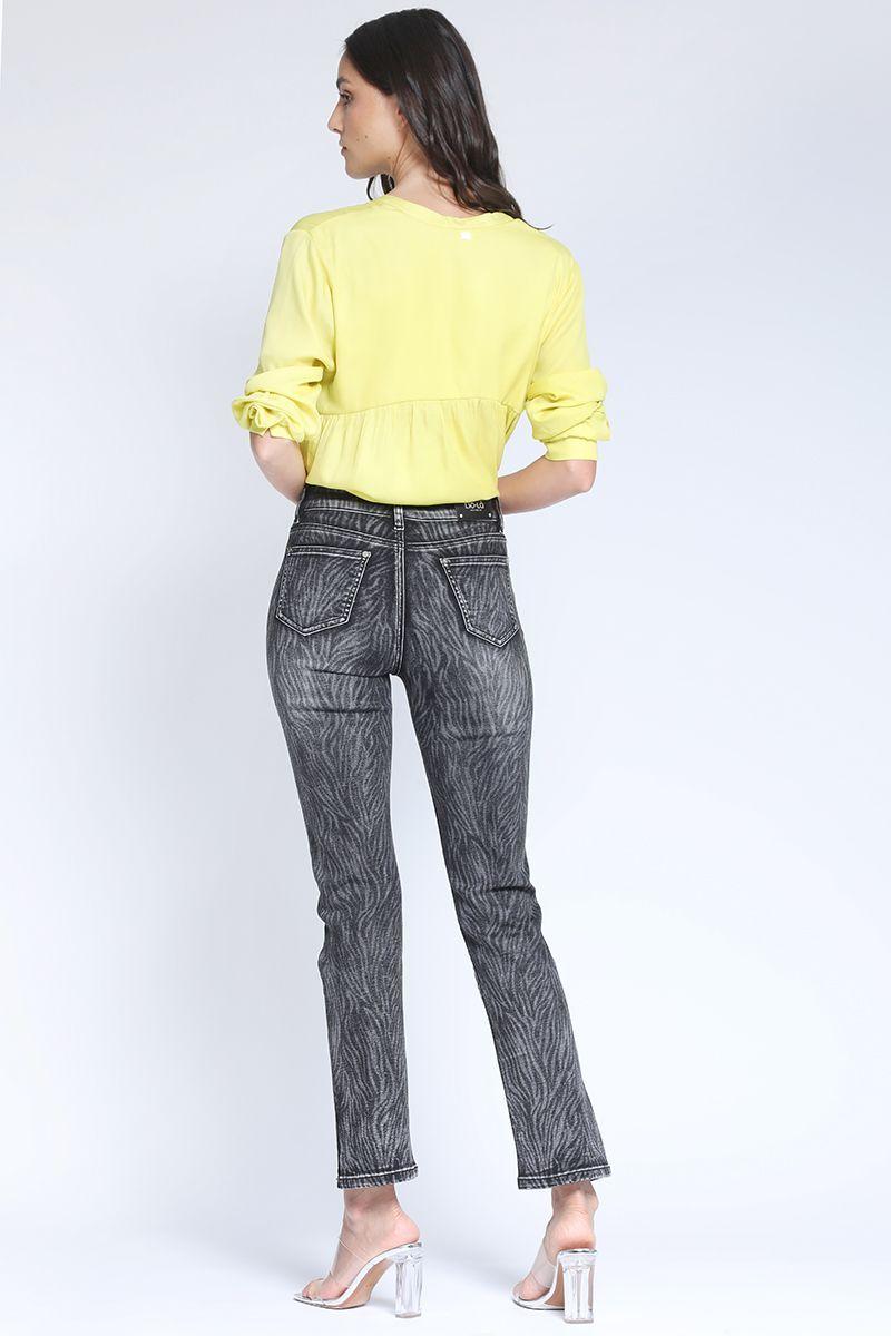 Jeans Slim Tiro Medio Estampado Animal Laser Gris Liola-5