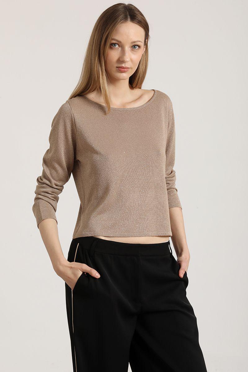 Tejido punto con lentejuelas liola mujer beige-0