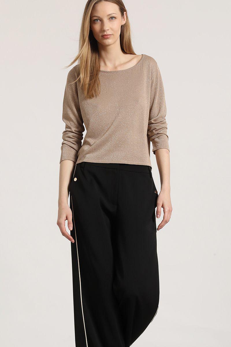 Tejido punto con lentejuelas liola mujer beige-1