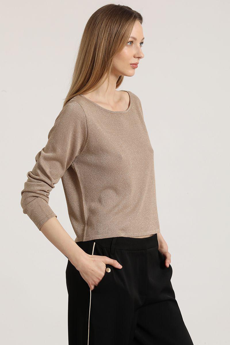 Tejido punto con lentejuelas liola mujer beige-2