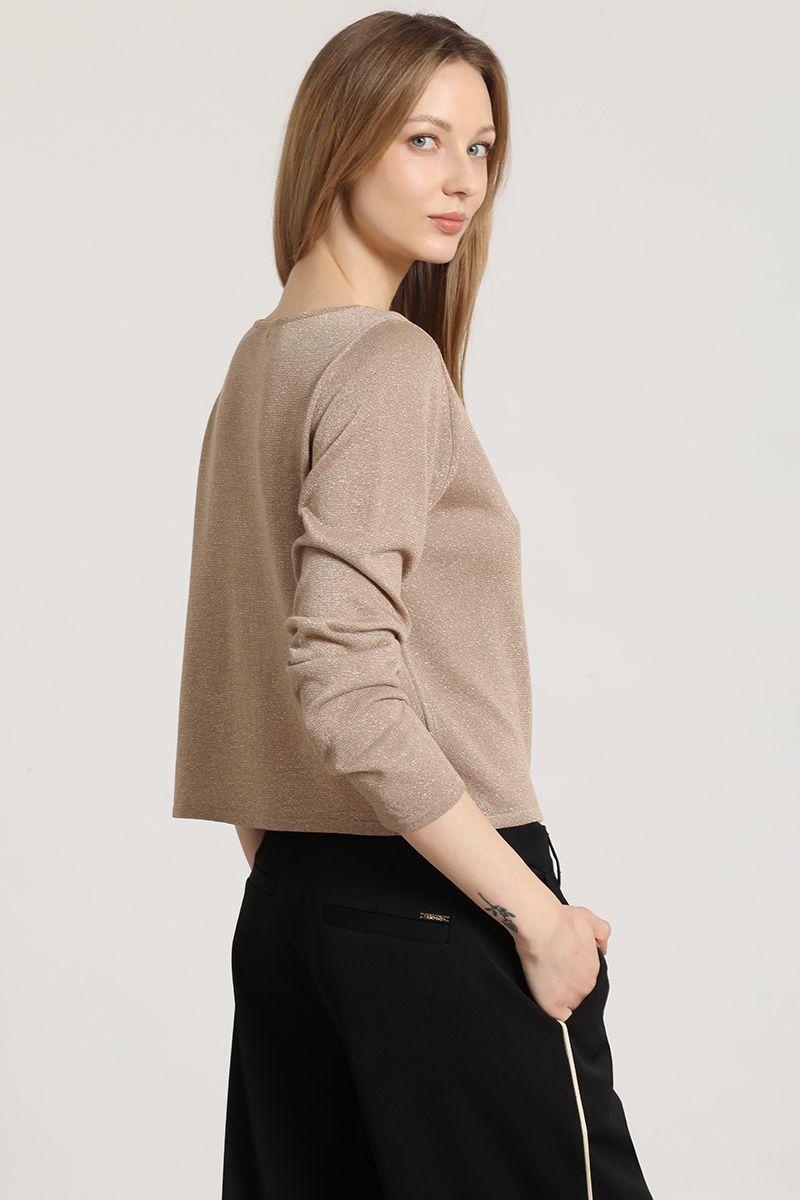 Tejido punto con lentejuelas liola mujer beige-3