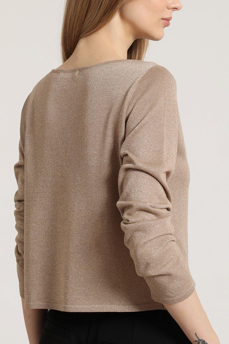 Tejido punto con lentejuelas liola mujer beige-4