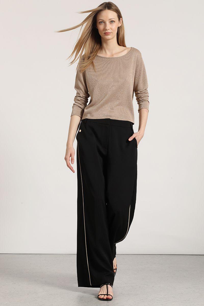 Tejido punto con lentejuelas liola mujer beige-5