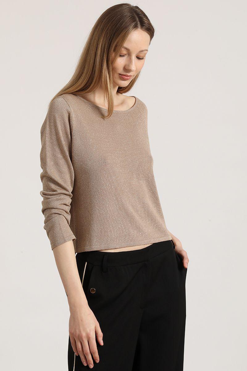 Tejido punto con lentejuelas liola mujer beige-6