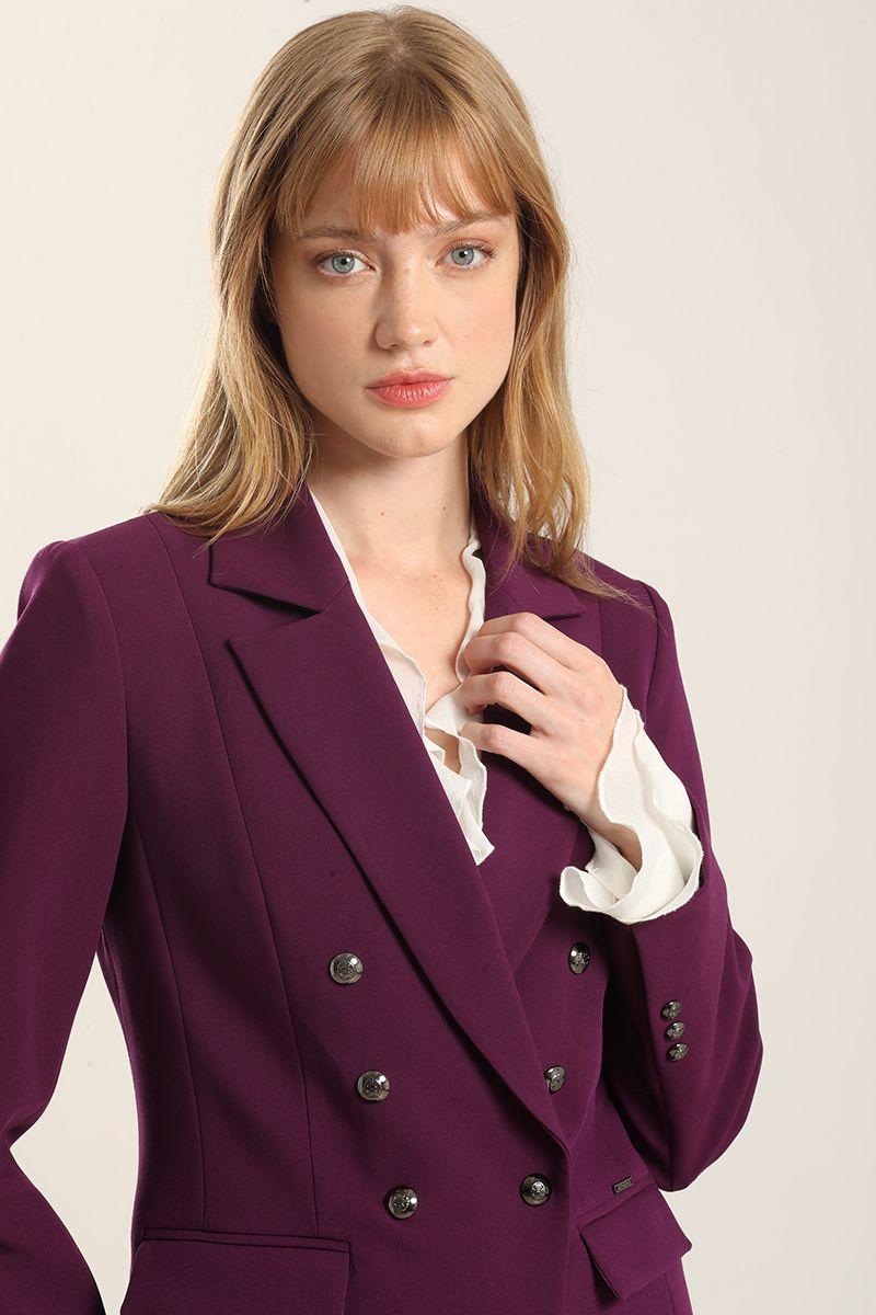 Blazer entallado cruzado, ciruela Liola-2