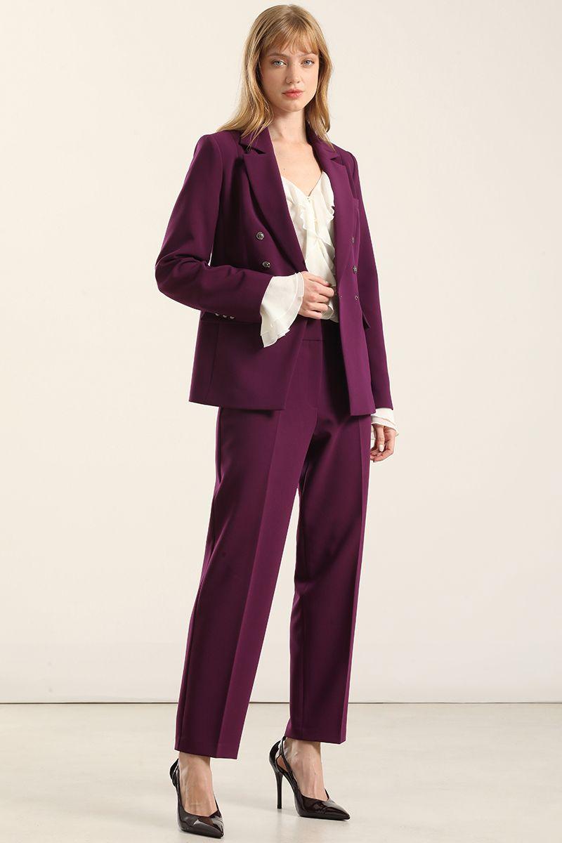 Blazer entallado cruzado, ciruela Liola-6