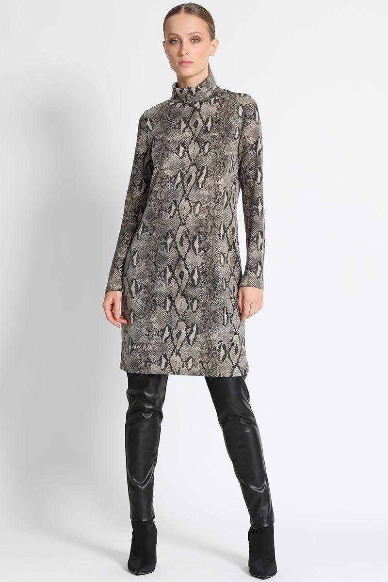 Vestido Entallado Estampado Beige Liola-1