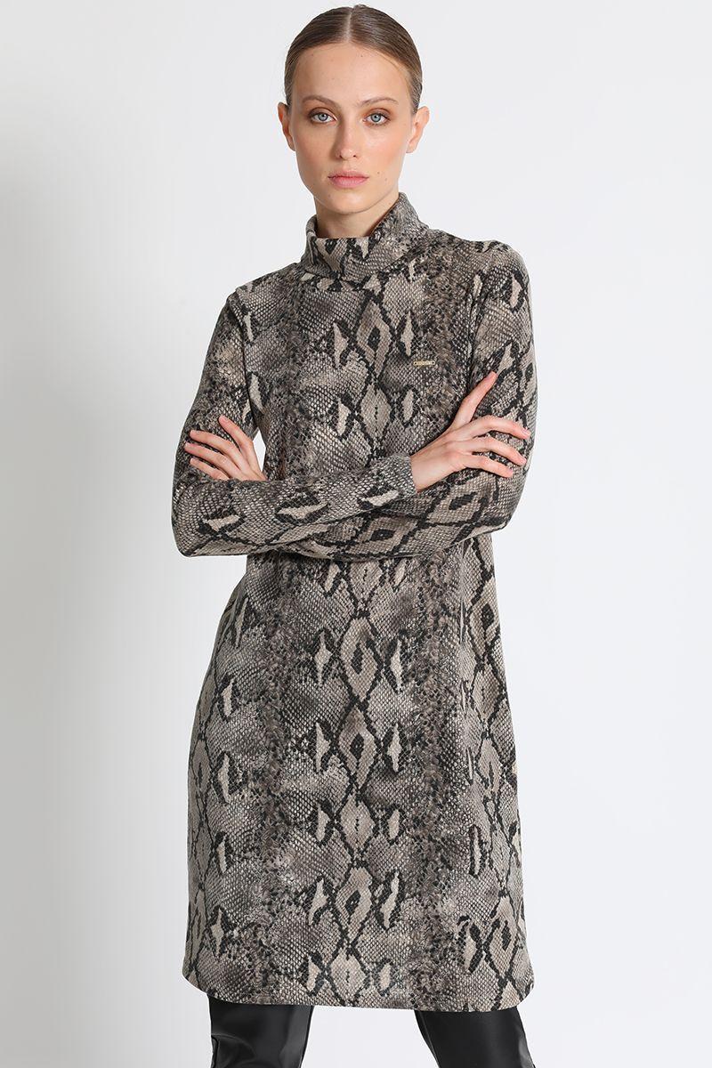 Vestido Entallado Estampado Beige Liola-3