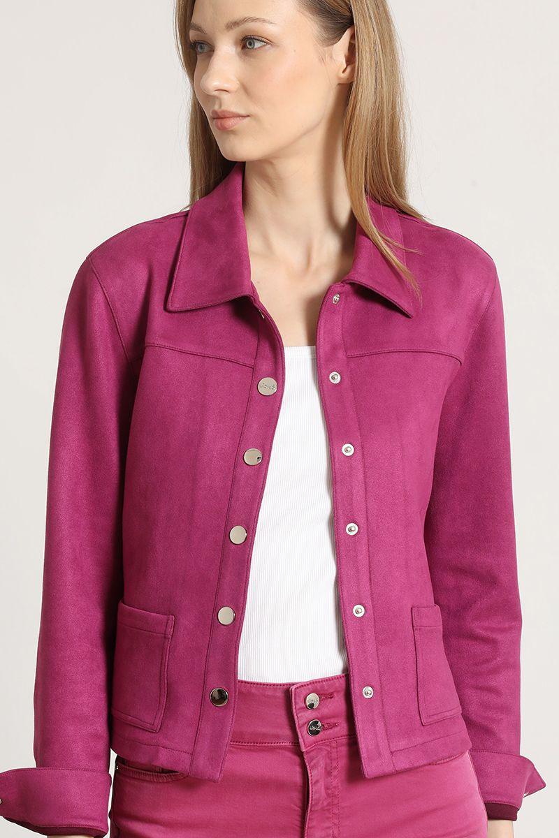 Chaqueta efecto gamuza Liola mujer fresa-0
