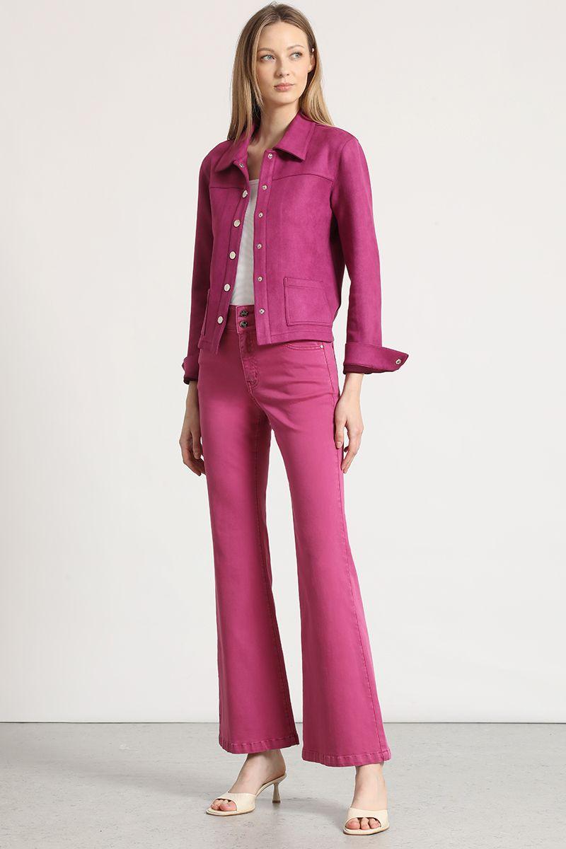 Chaqueta efecto gamuza Liola mujer fresa-2