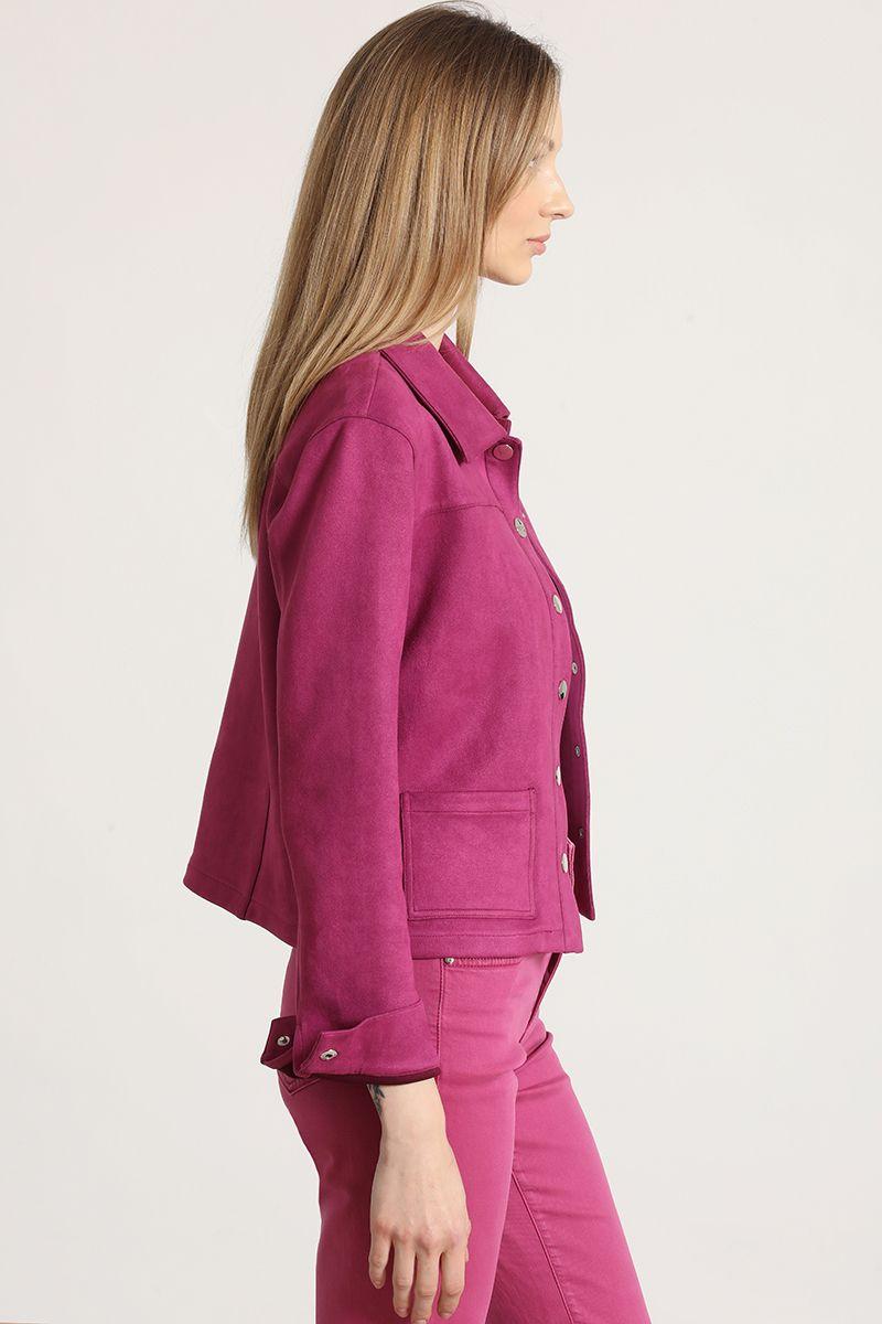 Chaqueta efecto gamuza Liola mujer fresa-3