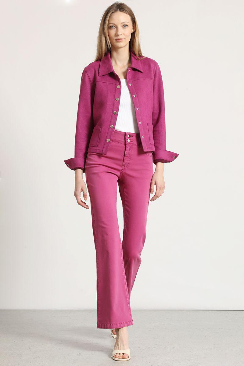 Chaqueta efecto gamuza Liola mujer fresa-5