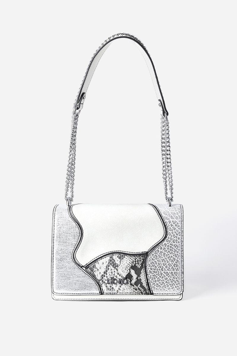 Cartera mediana patchwork Liola blanco-3