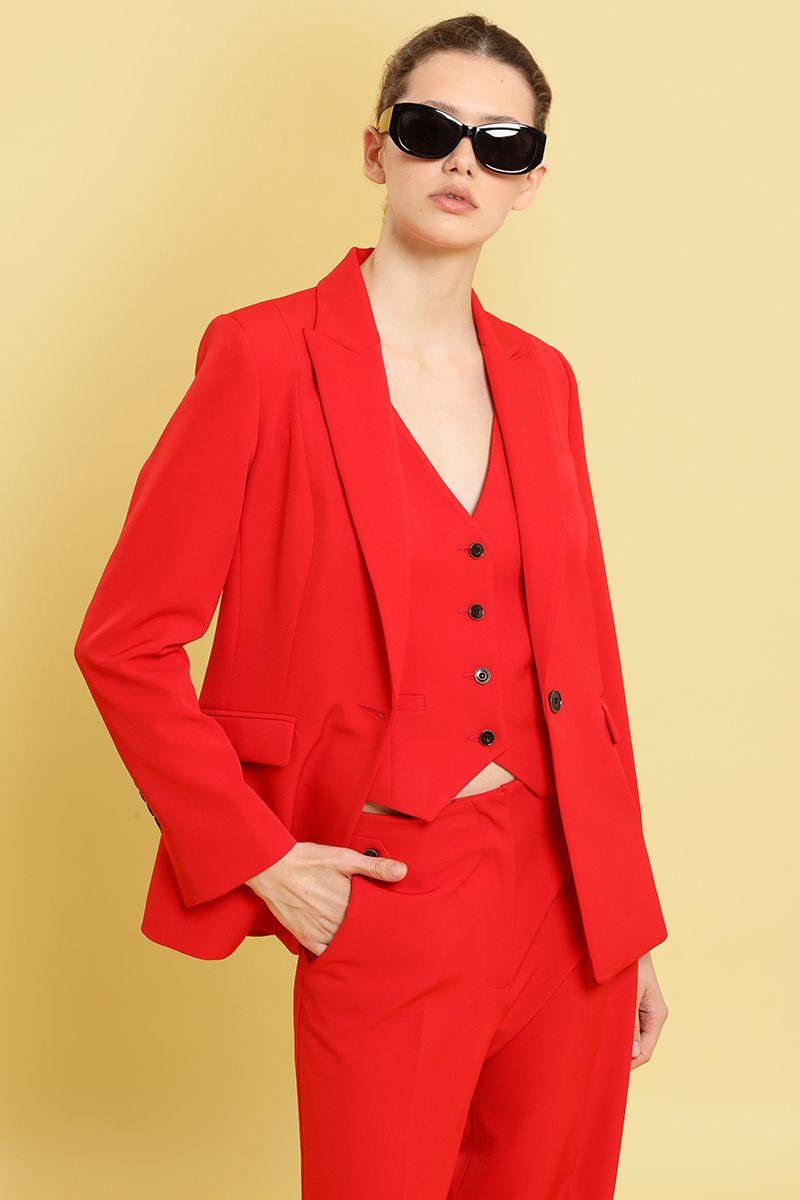 Blazer entallado basico, rojo Liola-3
