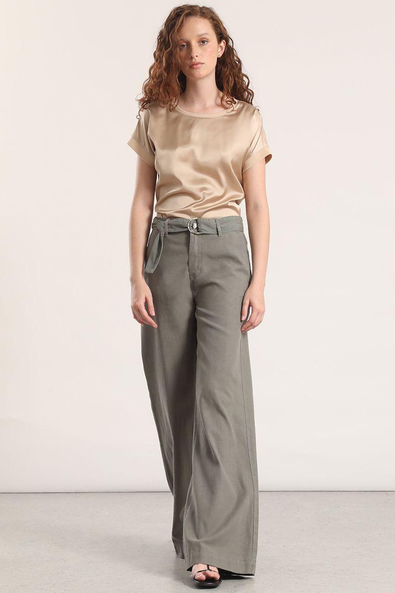 Pantalón palazzo lino liola mujer militar-0