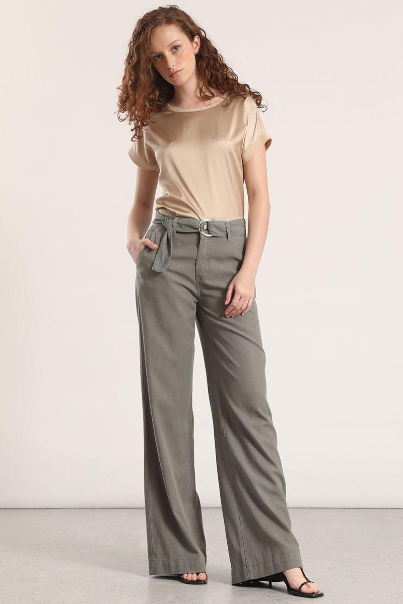 Pantalón palazzo lino liola mujer militar-1