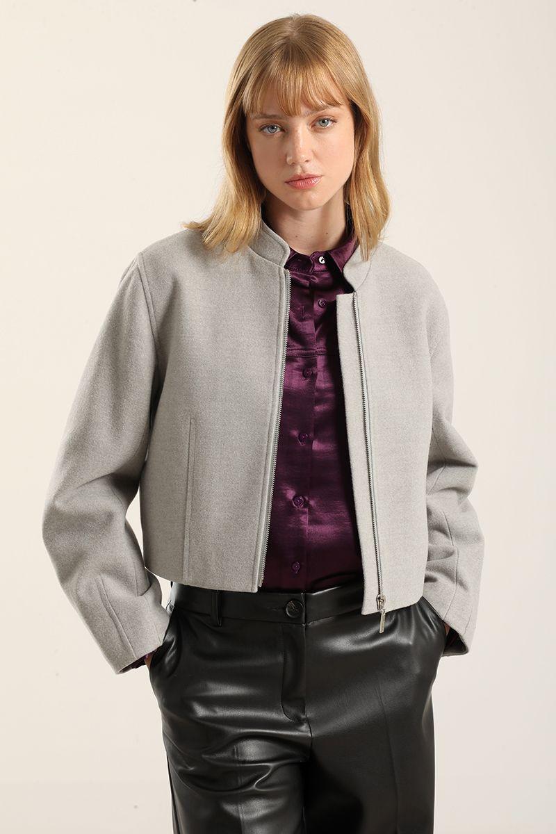 Chaqueta Bomber, Muflon Melange Gris Liola-3