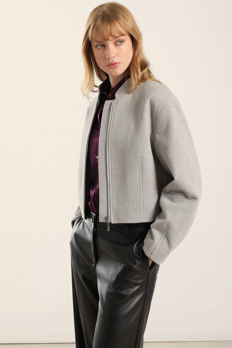 Chaqueta Bomber, Muflon Melange Gris Liola-4