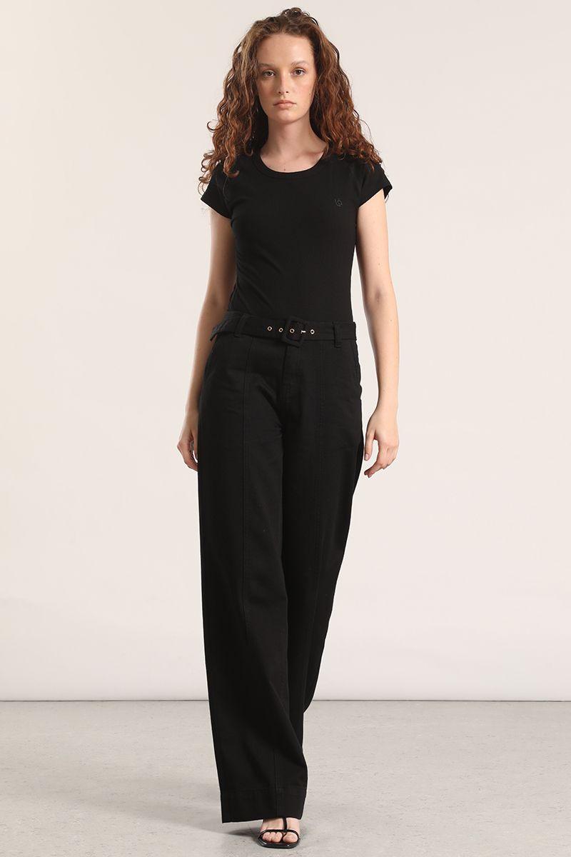 Jeans straight con cinturón liola mujer negro-0