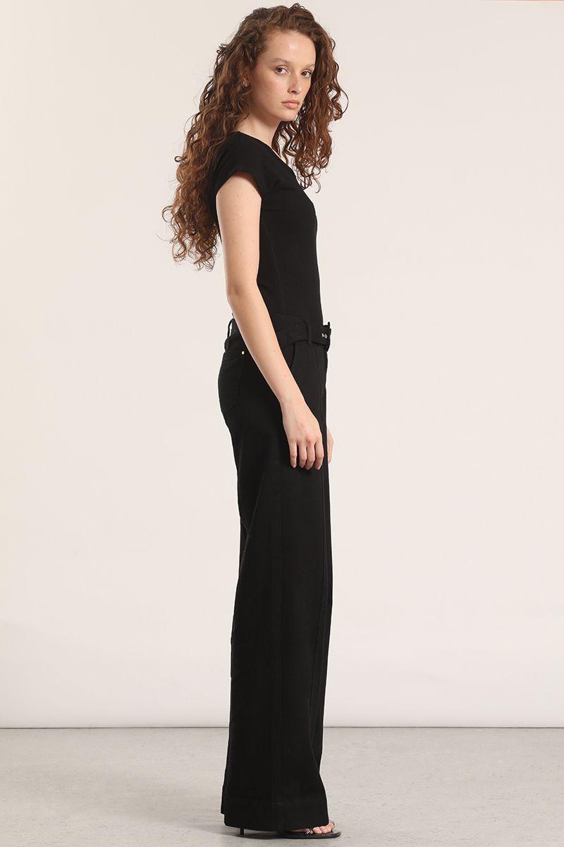 Jeans straight con cinturón liola mujer negro-2