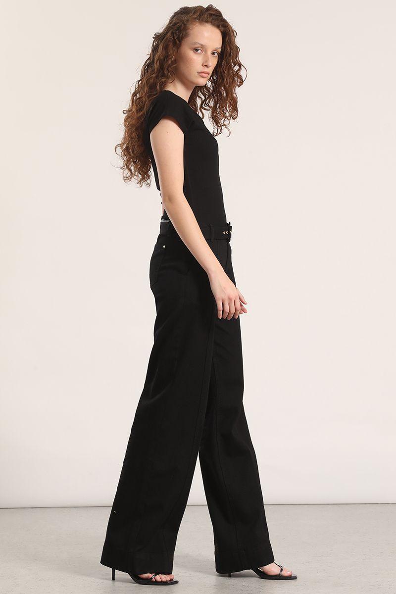 Jeans straight con cinturón liola mujer negro-4