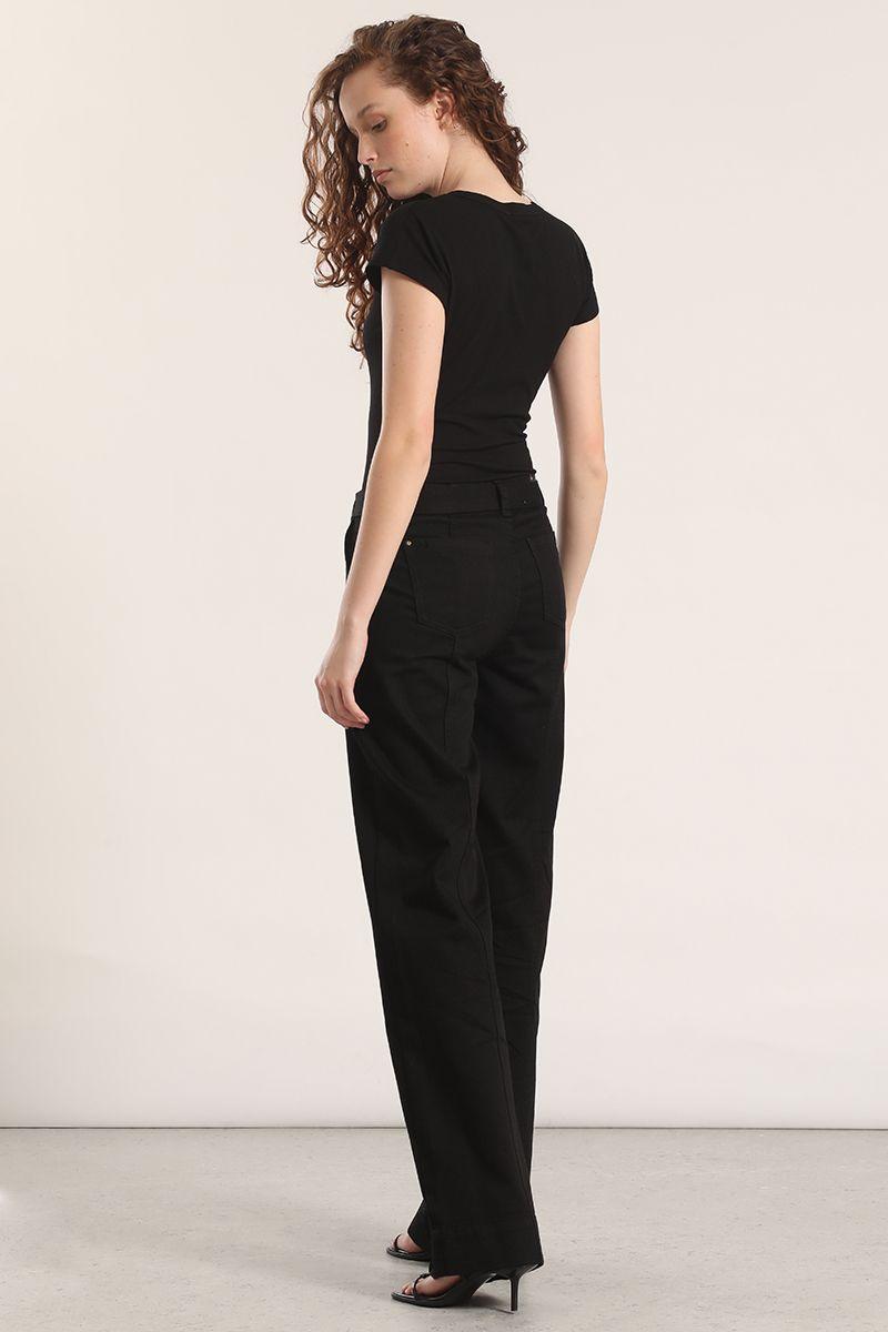 Jeans straight con cinturón liola mujer negro-6