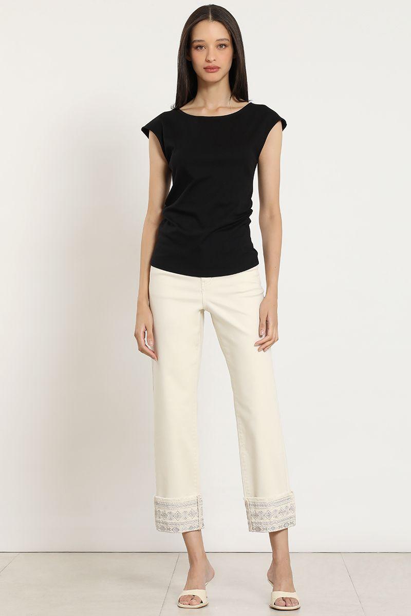 Polera recogido en costados, negro Liola-1