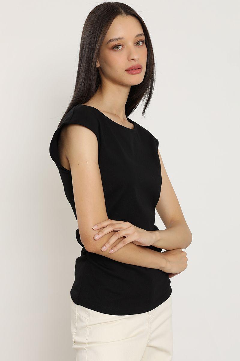 Polera recogido en costados, negro Liola-3