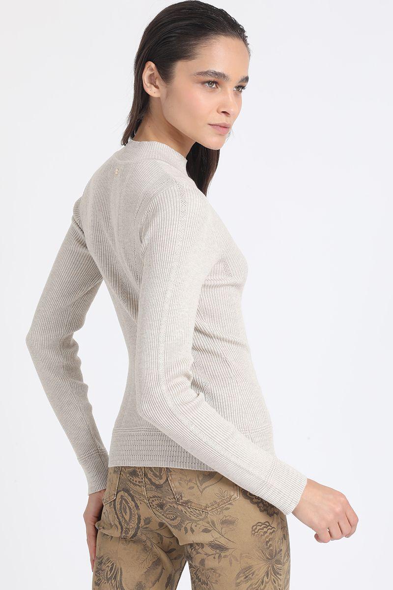 Sweater Tejido Punto Basico, Beige Liola-3