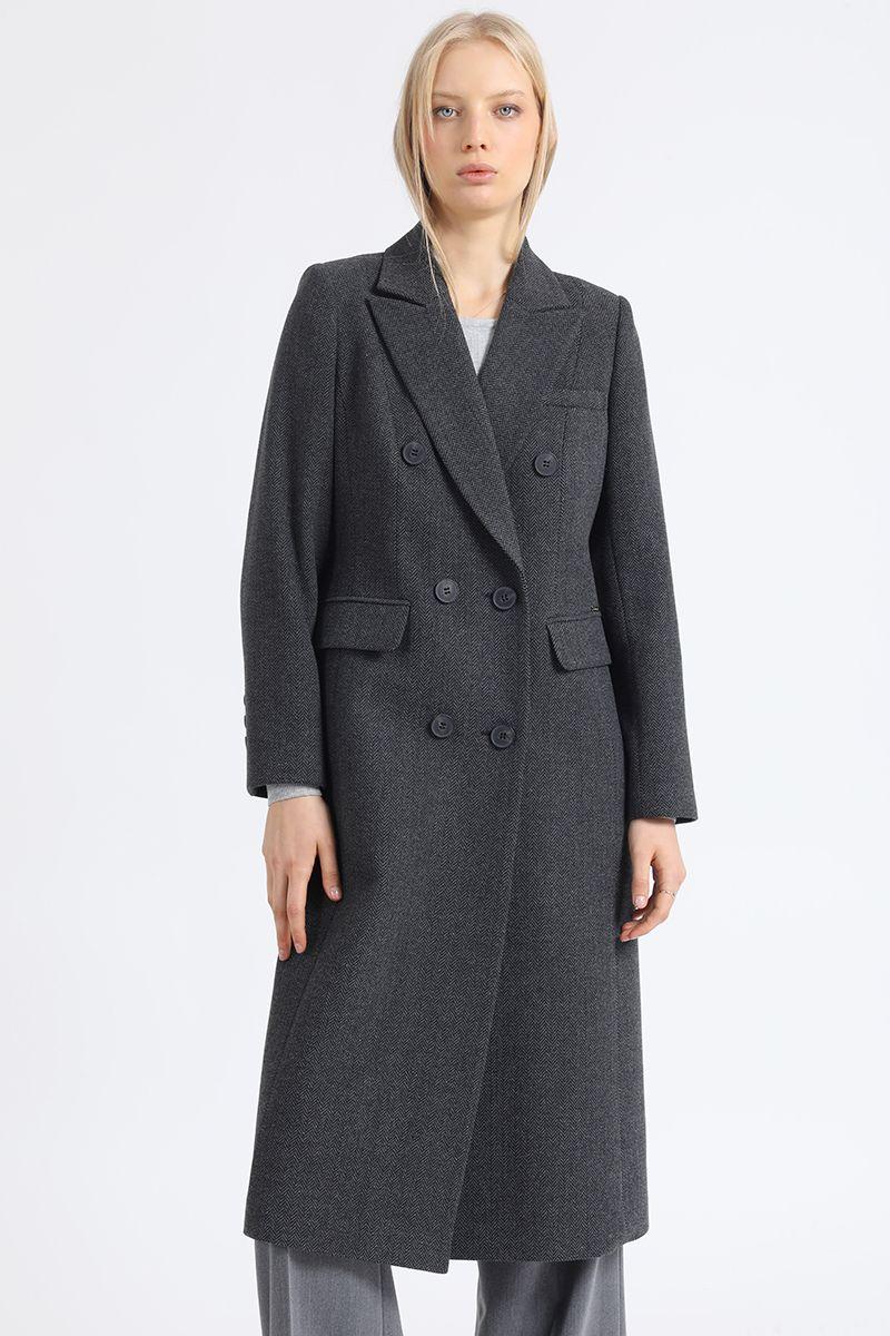 Abrigo Largo Cruzado, Espiga Gris Liola-2