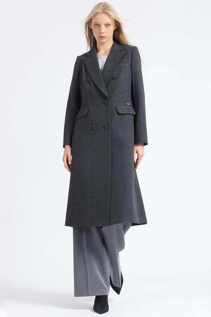 Abrigo Largo Cruzado, Espiga Gris Liola-3