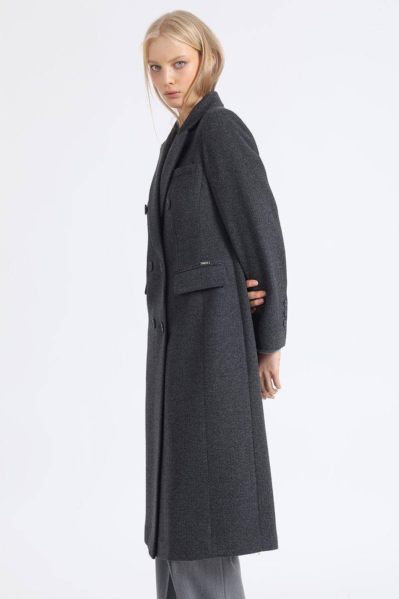 Abrigo Largo Cruzado, Espiga Gris Liola-4