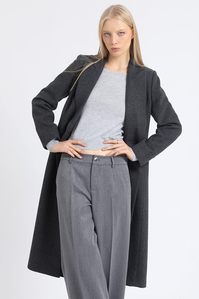 Abrigo Largo Cruzado, Espiga Gris Liola-5