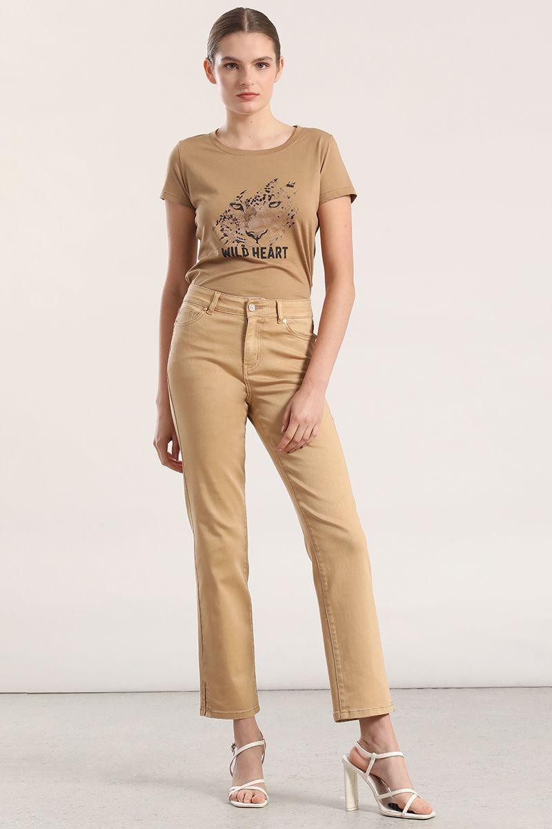 Jeans color, slim, push up mujer Liola beige-0