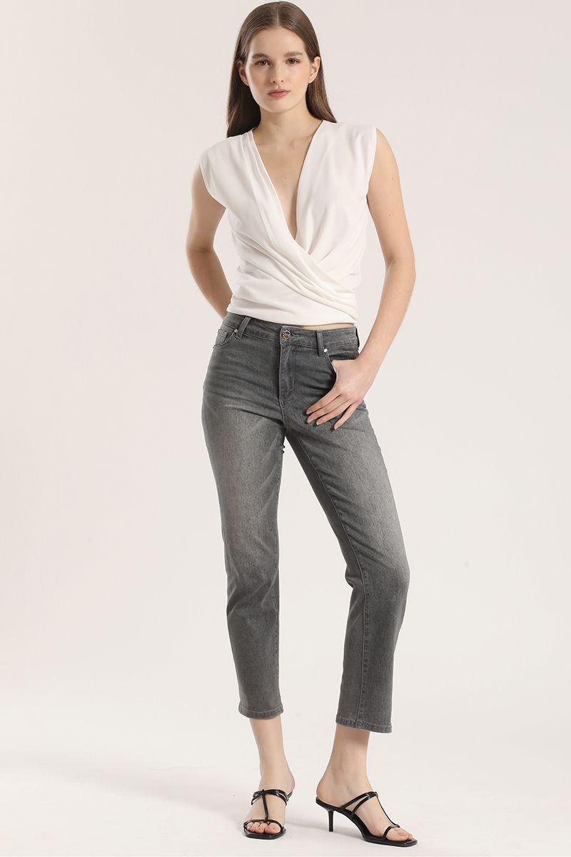 Jeans slim denim liola mujer gris-0