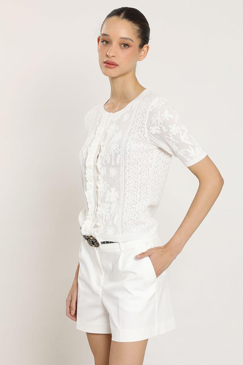 Cardigan punto, fantasia transparente, crudo Liola-4