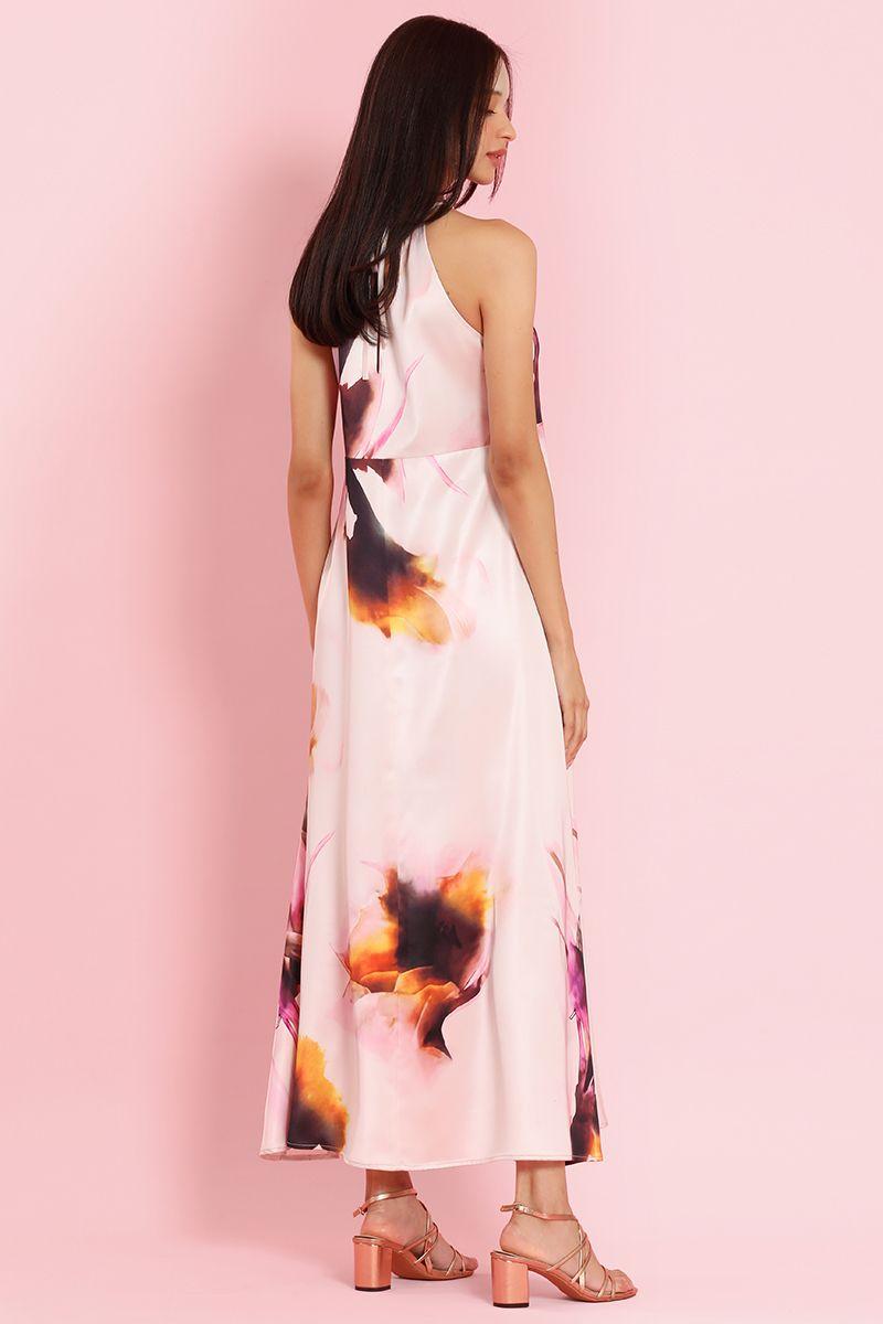 Vestido largo, estampado flor, rosa Liola-5