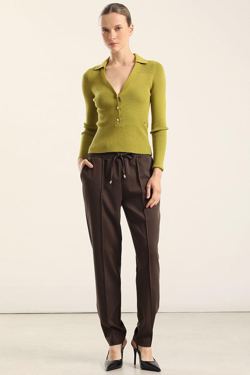 Jersey tejido botones delantero, pistacho Liola-0