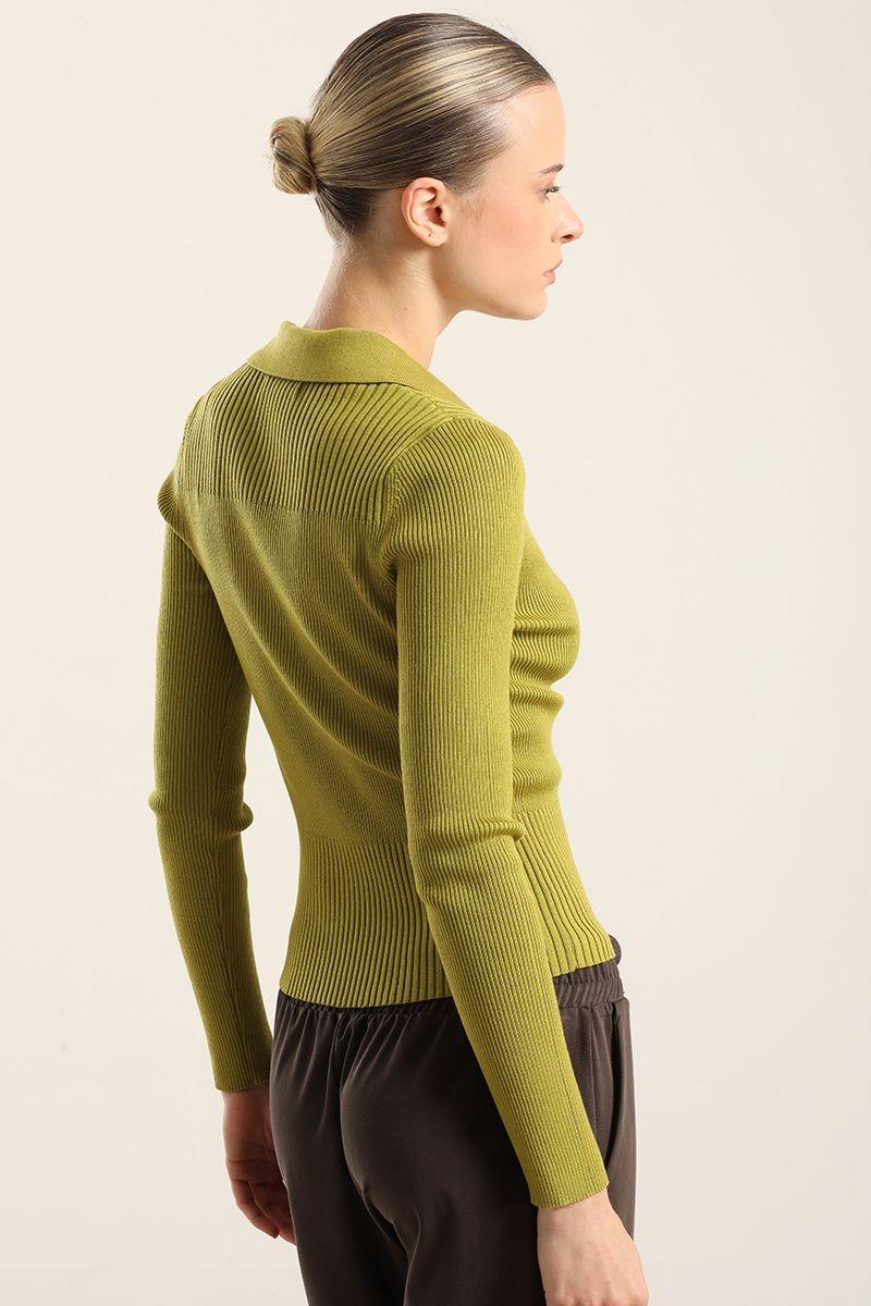 Jersey tejido botones delantero, pistacho Liola-3