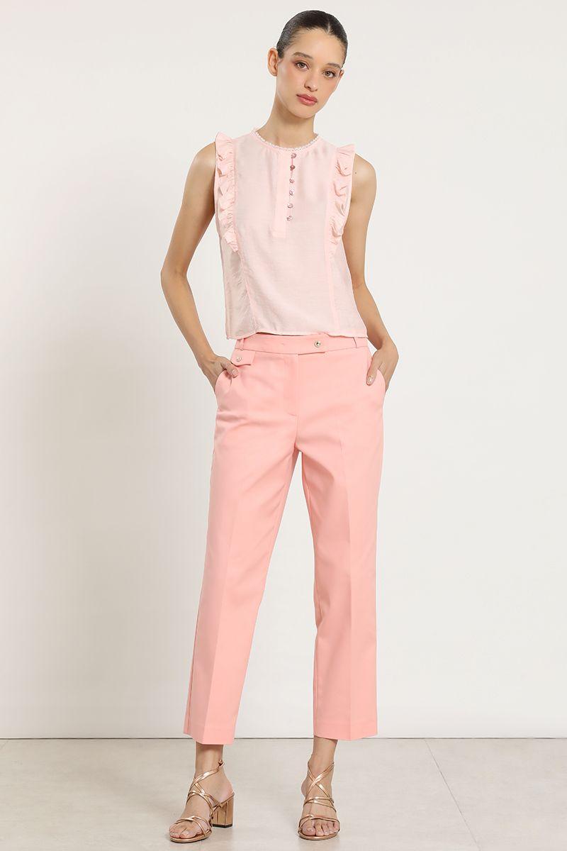Pantalon sastre, tiro alto, coral Liola-2