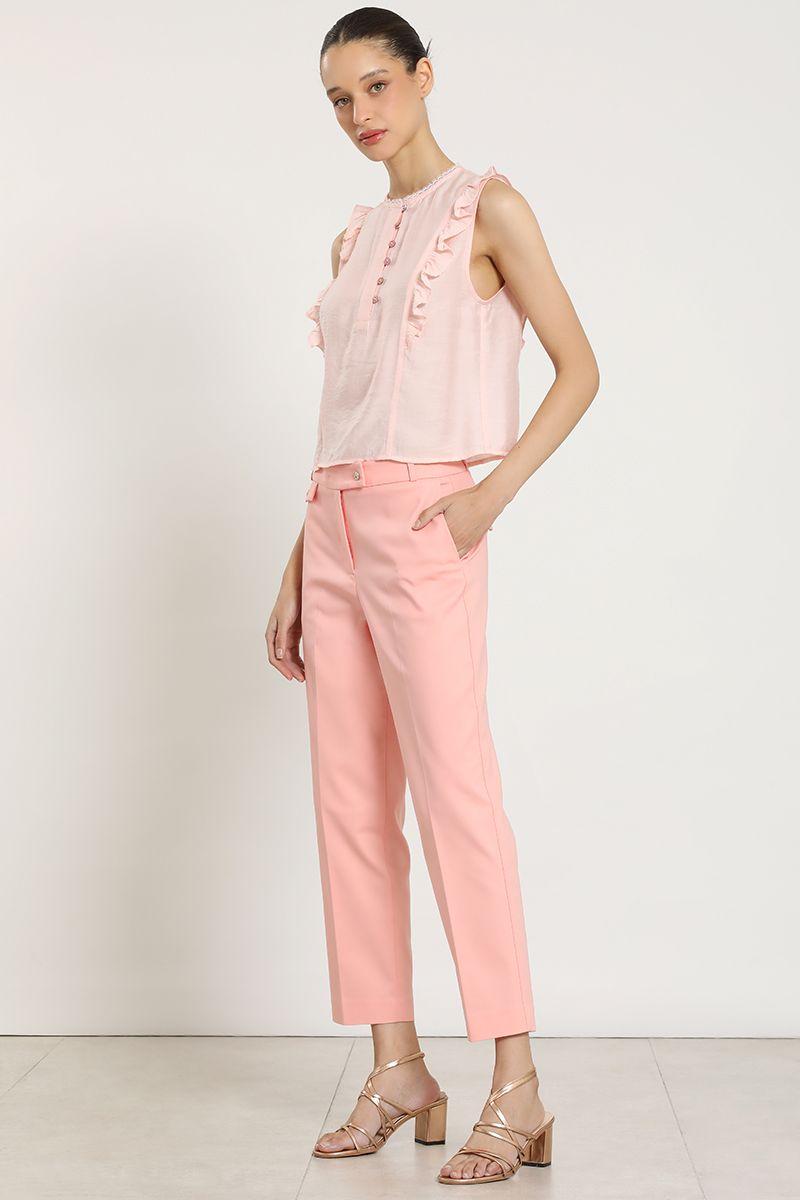 Pantalon sastre, tiro alto, coral Liola-3