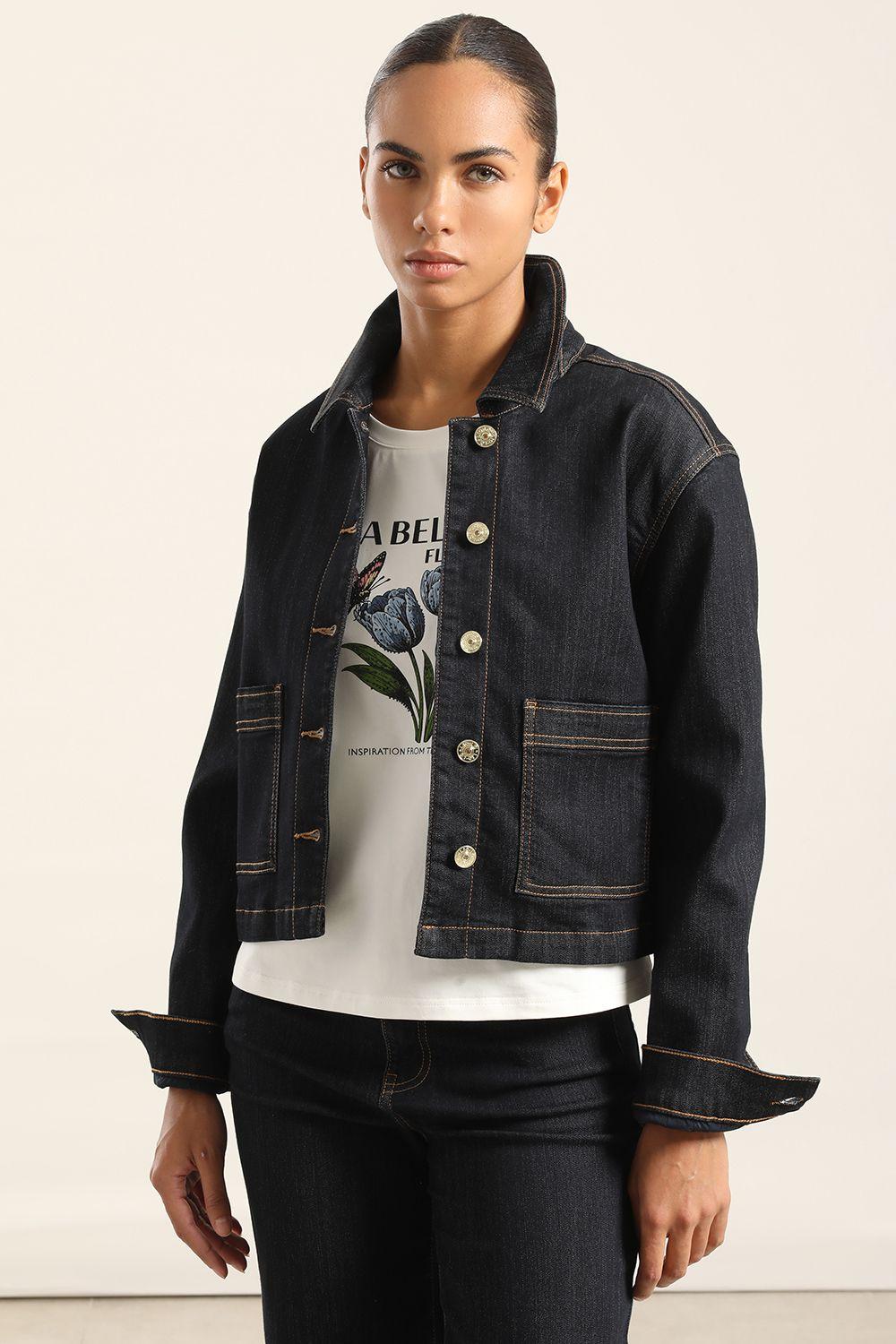 Chaqueta Recta Denim, Indigo Liola-4