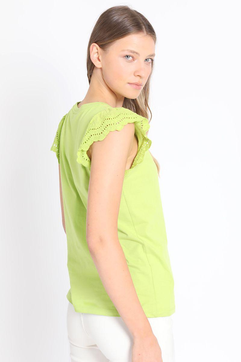 Polera Algodón Aplicacion Broderie Pistacho Liola-5