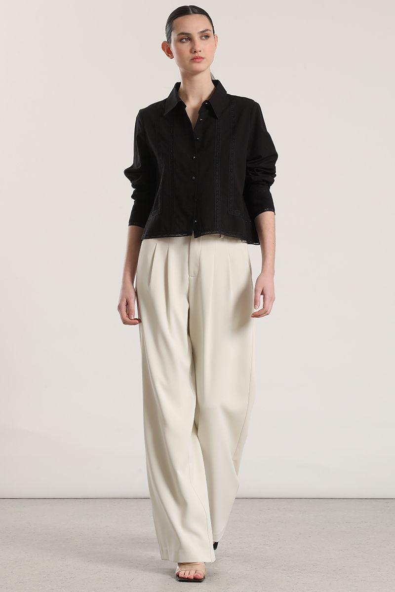 Camisa con cinta liola mujer negro-1