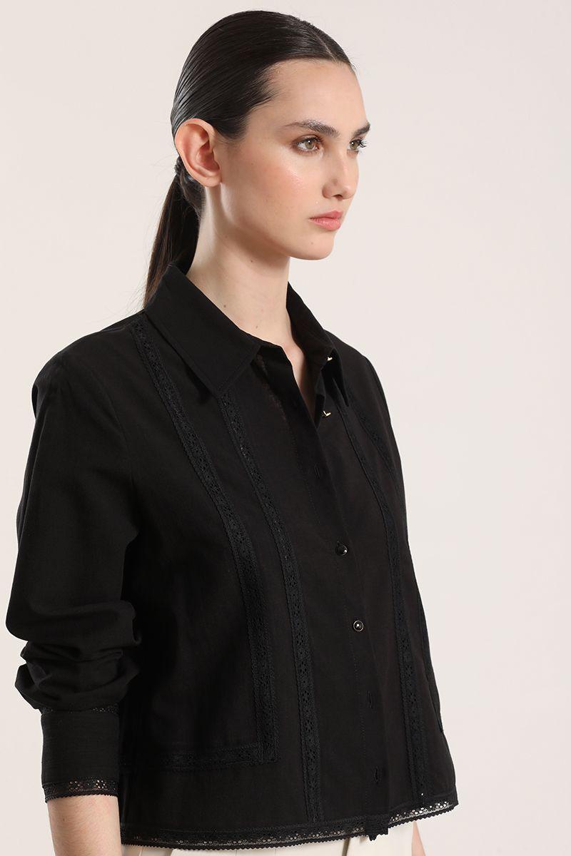 Camisa con cinta liola mujer negro-3