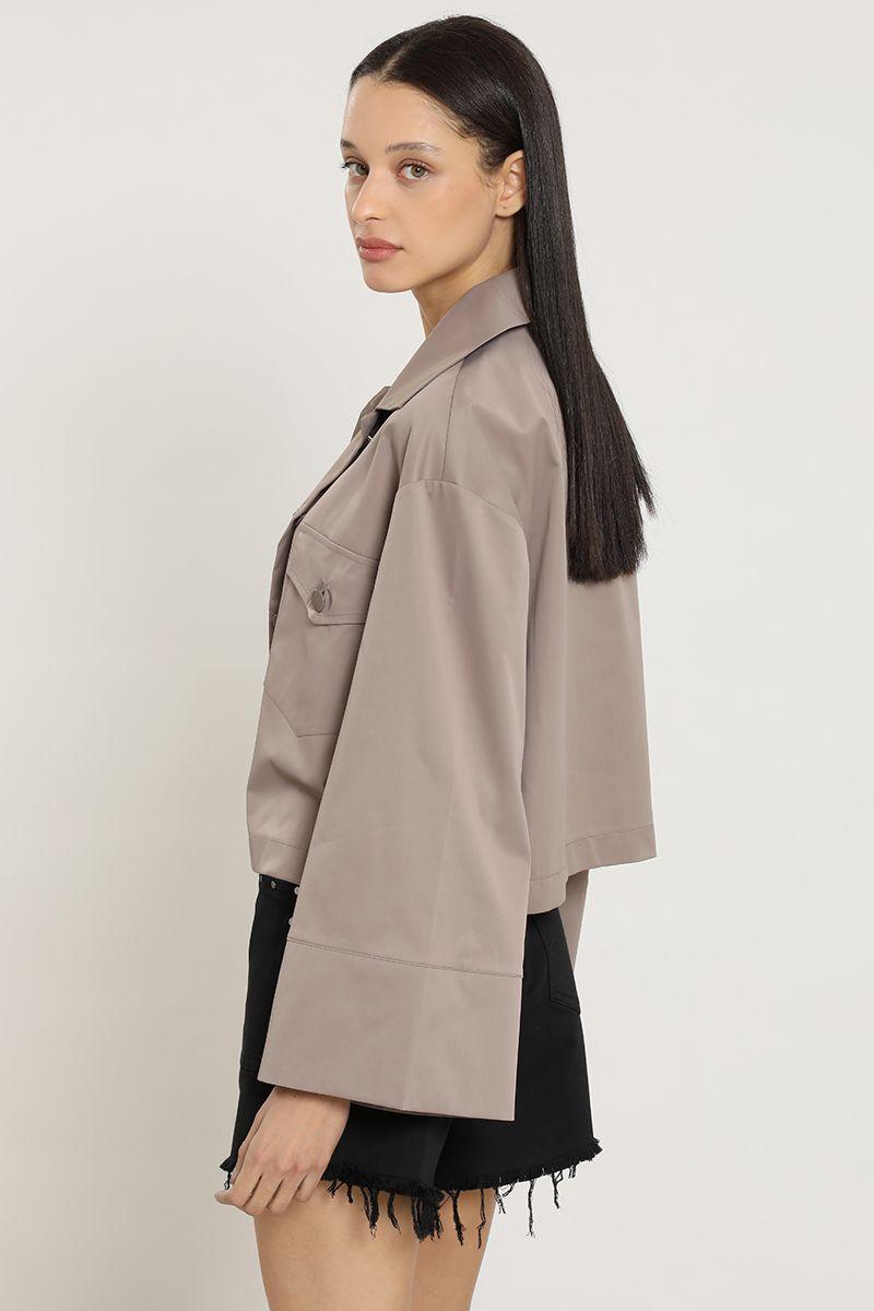 Chaqueta efecto satinado, topo Liola-3
