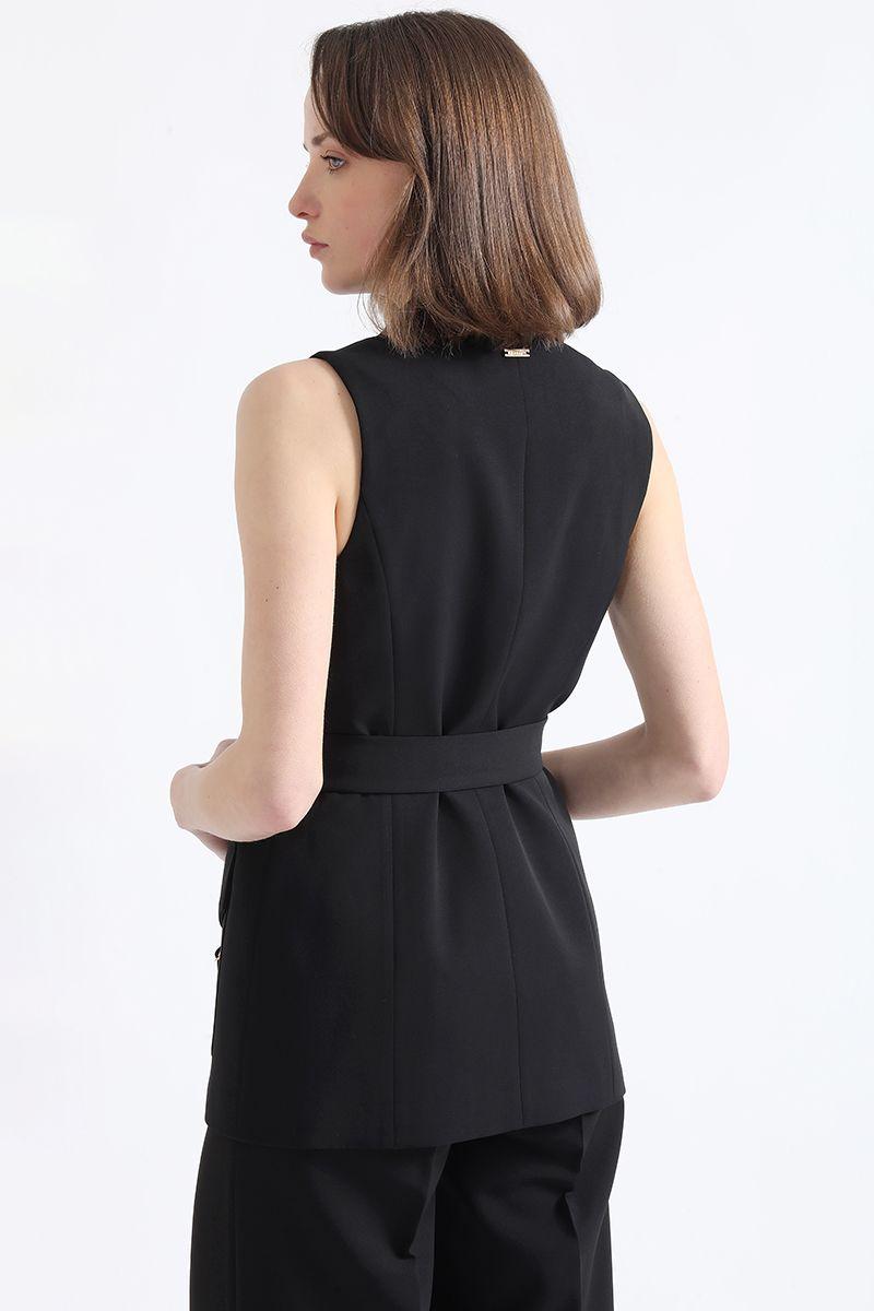 Chaqueta Larga Cargo Con Cinturon, Negro Liola-4
