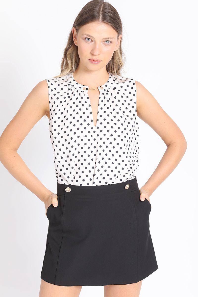 Top Estampado Lunares, Negro Liola-0