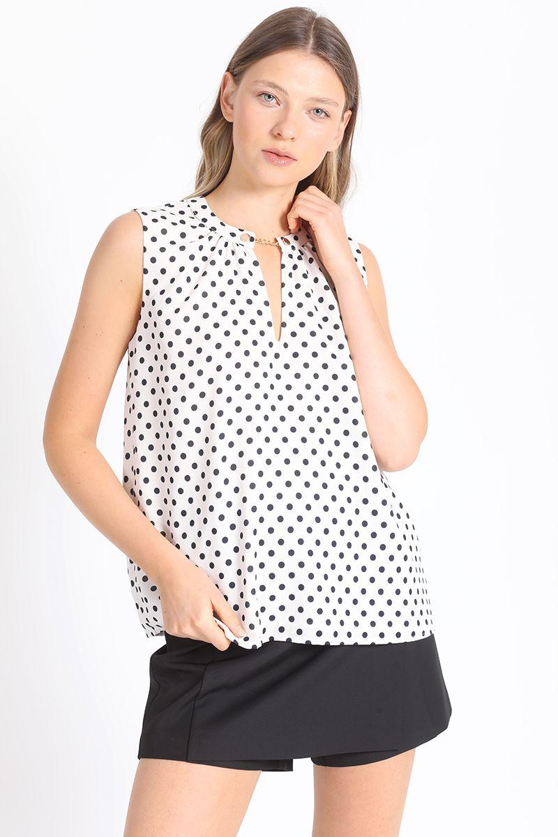 Top Estampado Lunares, Negro Liola-5