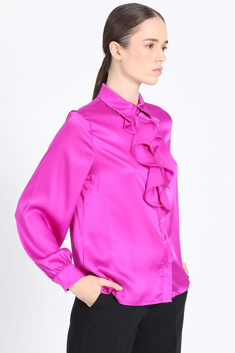Blusa Camisera Vuelos Satin Fucsia Liola-0